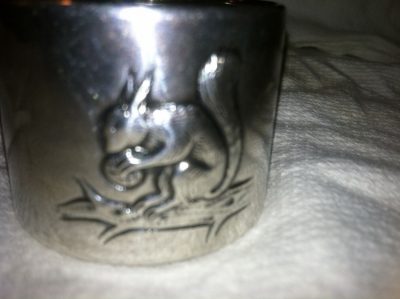 Silver Napkin Ring with a Squirrel Decoration Norwegian