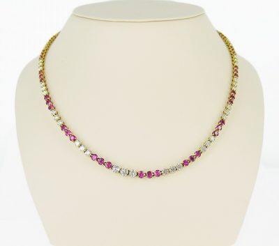 18kt Yellow Gold Tiffany & Co Ruby & Diamond Necklace