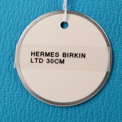 Authentic Hermes Turquoise and Etoupe Chevre 30 Cm Birkin