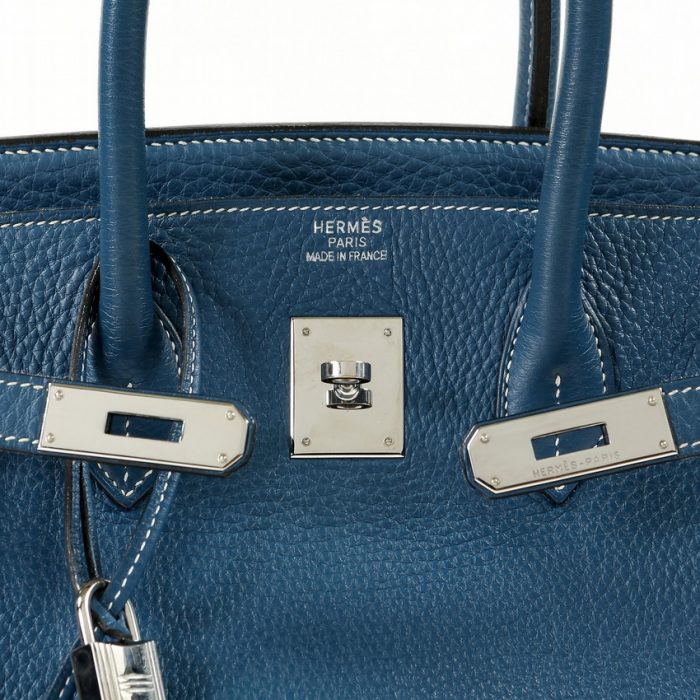 Authentic Hermès Thalassa Bleu Clemence 35 Cm Birkin