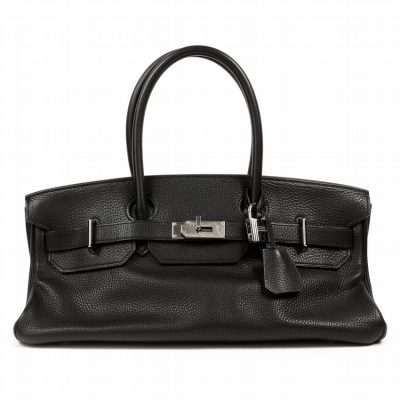 Authentic Hermès Black Clemence 42 Cm Jpg Birkin
