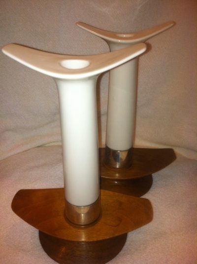 Towle Sterling Silver and Lenox Porcelain Candle Stick Pair