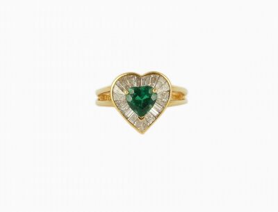 18kt Yellow Gold Oscar Heyman Emerald & Diamond Ring