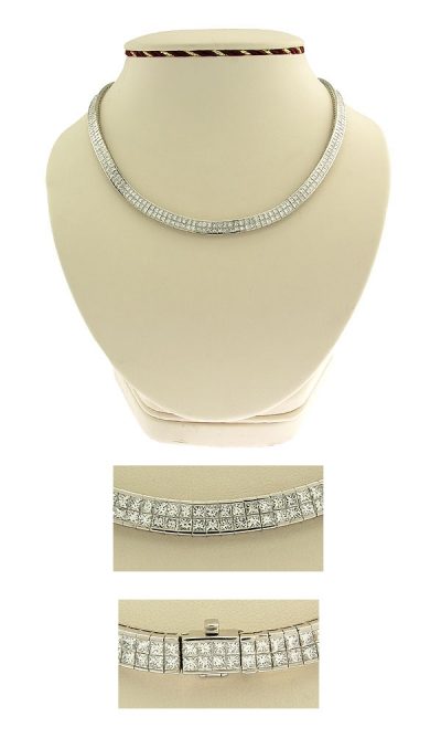 18K WG Ladies Invisible Set Diamond Necklace