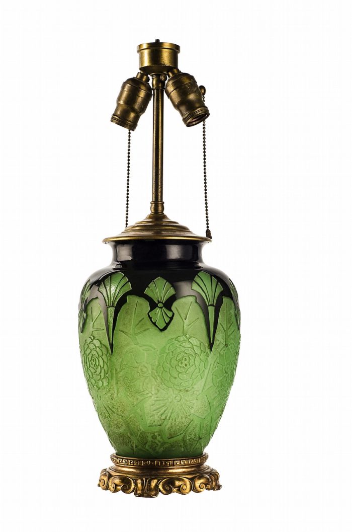 Steuben jade green/mirror black ACB lamp