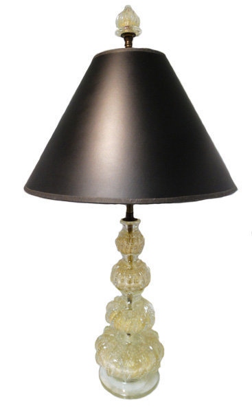Barovier & Toso Gold Infused Glass Lamp C 1950's