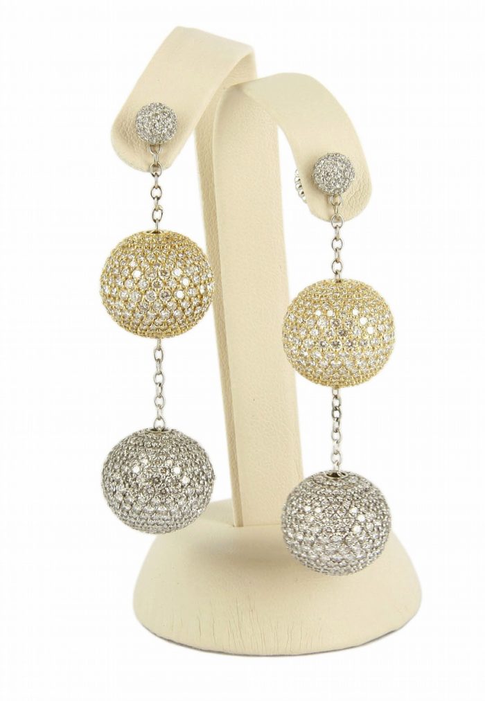 18kt Two Toned Diamond Pave Earrings
