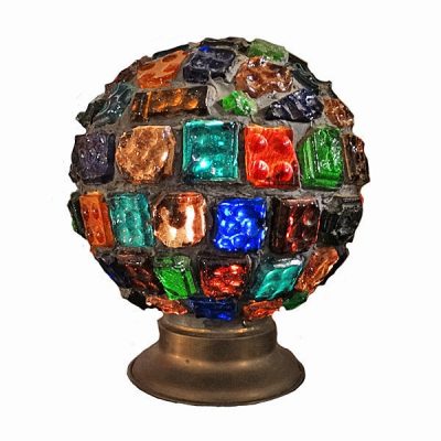 Multi Colored Glass Globe Lamp C 1920