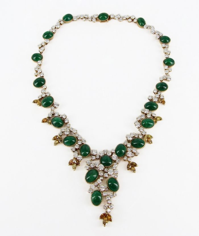 18kt Yellow Gold Cartier Emerald & Diamond Necklace