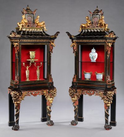 A Rare Pair of French Display Cabinets in the Chinoiserie Manner