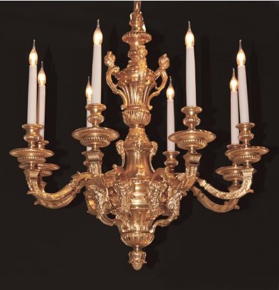 A Superb Ormolu Eight-Light Chandelier  After a Design by André-Charles Boulle