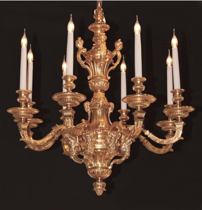A Superb Ormolu Eight-Light Chandelier  After a Design by André-Charles Boulle