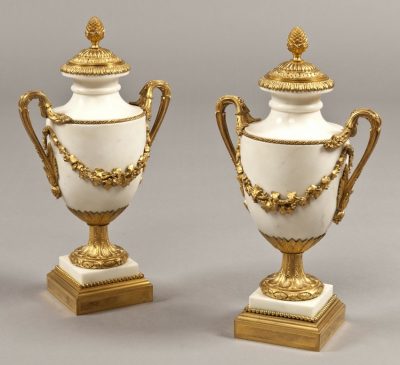 A Fine Pair of Urns in the Louis XVIth Manner Signed by Eugene Bazart of Paris