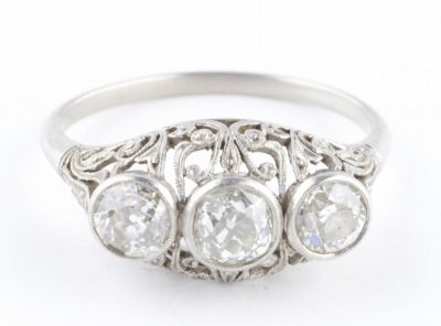3 Stone Diamond Platinum Ring