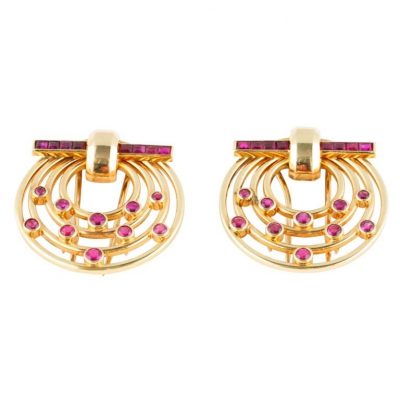 Tiffany Gold and Ruby Clips