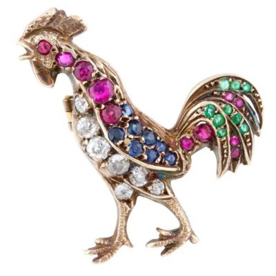 Antique French Rooster Brooch