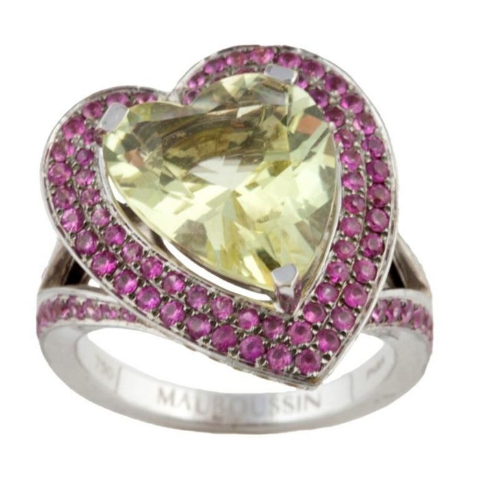 Maubossin Heart-Shaped Yellow Gemstone Ring
