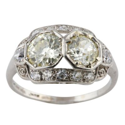 2 Stone Art Deco Diamond Ring