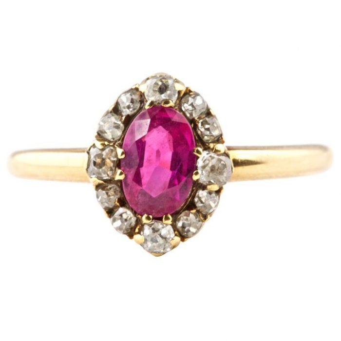 Burmese Ruby Diamond Engagement Ring