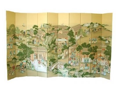 Gracie Hand Painted 10 Panel Chinoiserie Screen