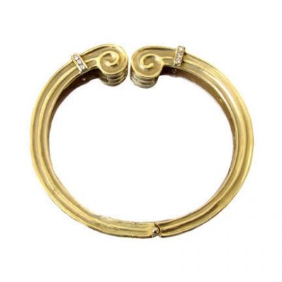 18K Gold and Diamond Etruscan Style Cuff Bracelet WINC