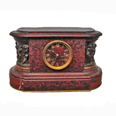 French Renaissance Style Marble Clock Barbedienne