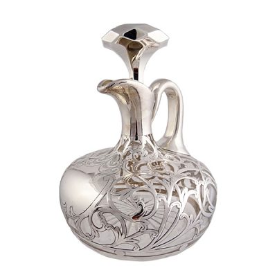 Glass Decanter With Sterling Silver Overlay