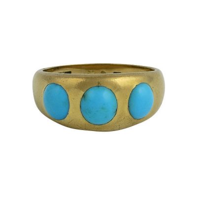 Victorian 18K English Persian Turquoise Gypsy Ring