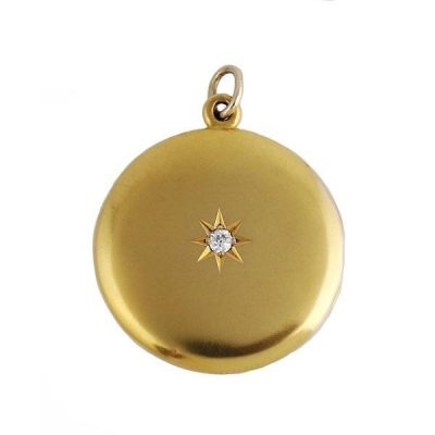 Victorian 14K Gold and Diamond Picture Locket Pendant