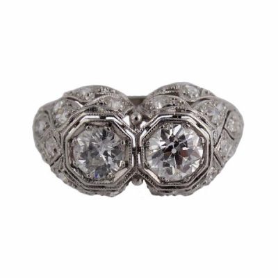 Edwardian Platinum and Diamond Filigree Ring