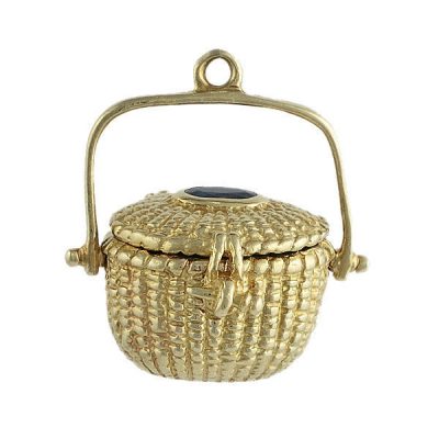 Vintage 14K Gold Sapphire Nantucket Basket Charm