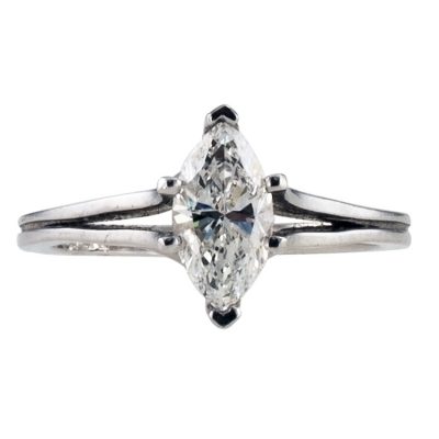 0.86 Carat Marquise Very Fine Solitaire Ring