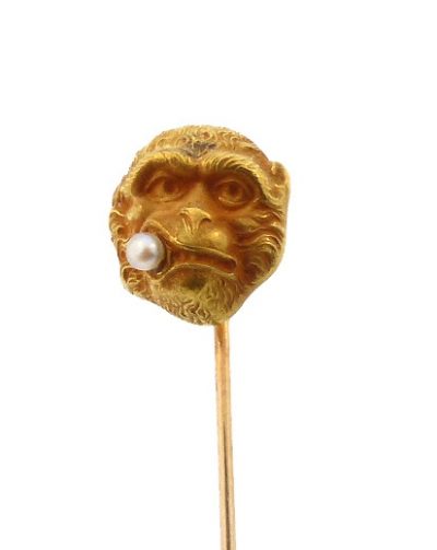 Victorian 14K Gold Smoking Monkey Stick Pin