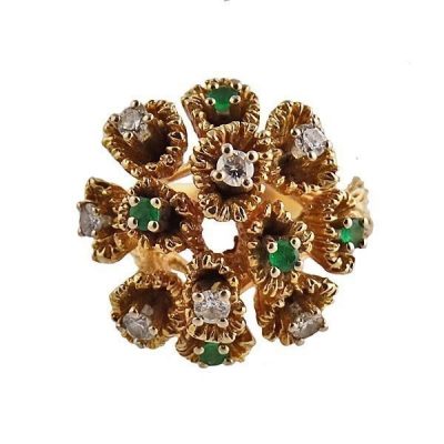 18K Gold Emerald and Diamond Modernist Ring "Marcus"