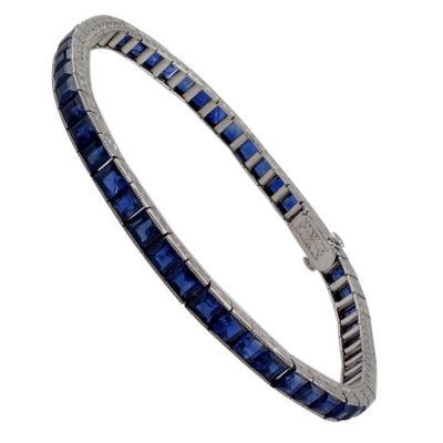 Very Fine Art Deco Unheated Sapphire Line Bracelet