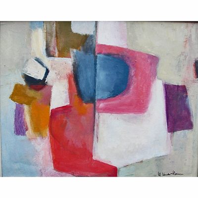 Mary Van Der Hoeven Abstract Oil On Panel Mid 20th Century