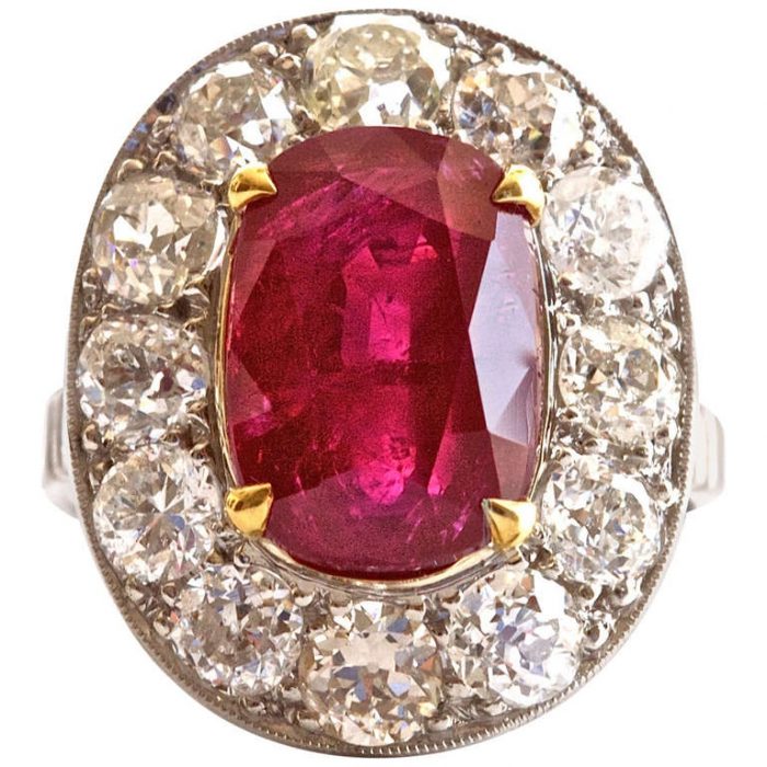 Burma Ruby Diamond Platinum Ring