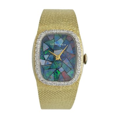 Longines 14K Gold Ladies' Watch Opal Face With Diamonds