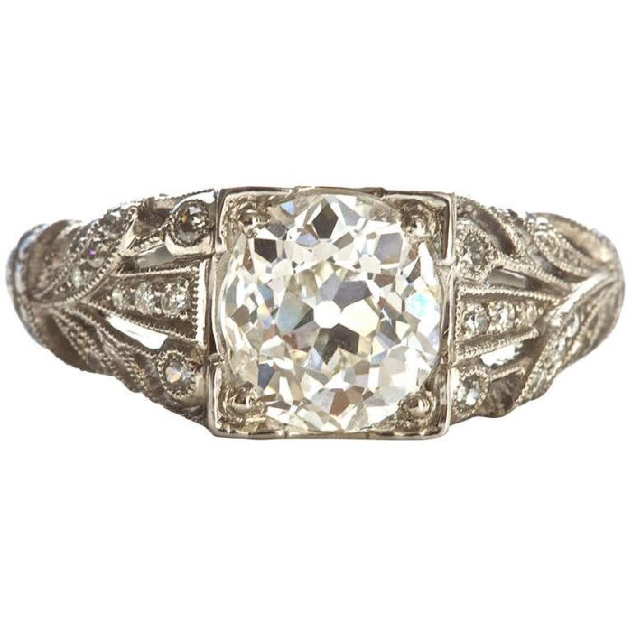 Art Deco Old European Diamond Engagement Ring