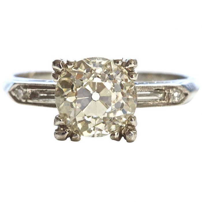 Old European Diamond Platinum Engagement Ring