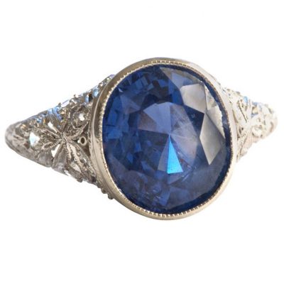 1920s Sapphire Platinum Engagement Ring