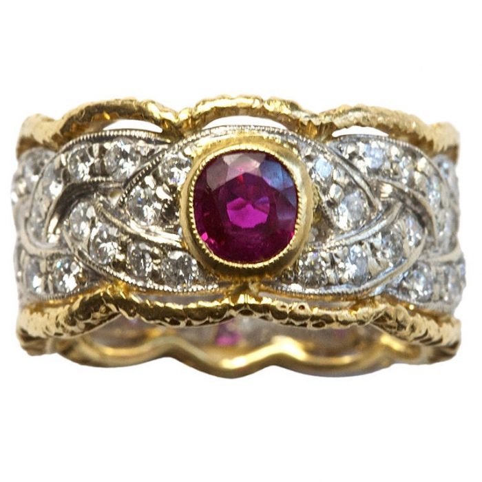 Buccellati Ruby Diamond Gold Ring