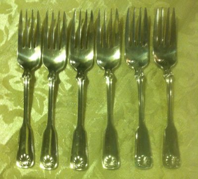 Tiffany Sterling Silver Shell & Thread Pie/Pastry Forks Set of 6
