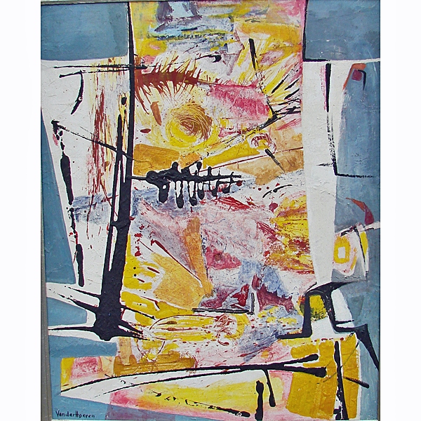 Mary Van Der Hoeven ” Abstract ” Acrylic On Board