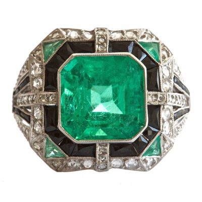 Columbian Six Carat Emerald Platinum Ring