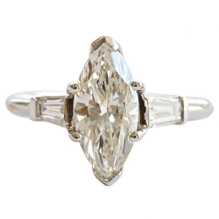 1.62 Carat Marquise Diamond Platinum Ring