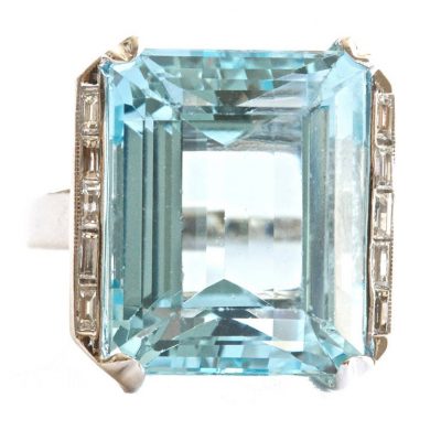 Aquamarine Diamond Gold Ring