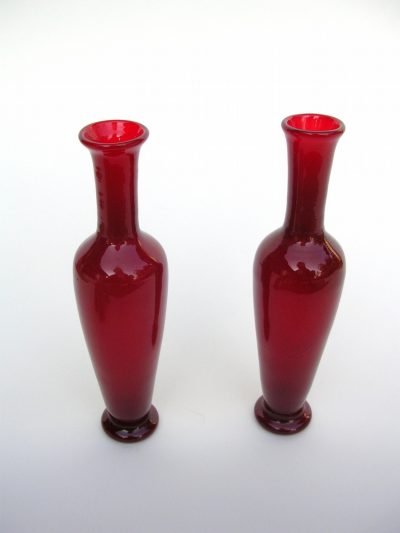 Pair of Red Tiffany Vases