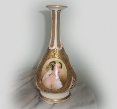Heavily Enameled Moser Portrait Vase