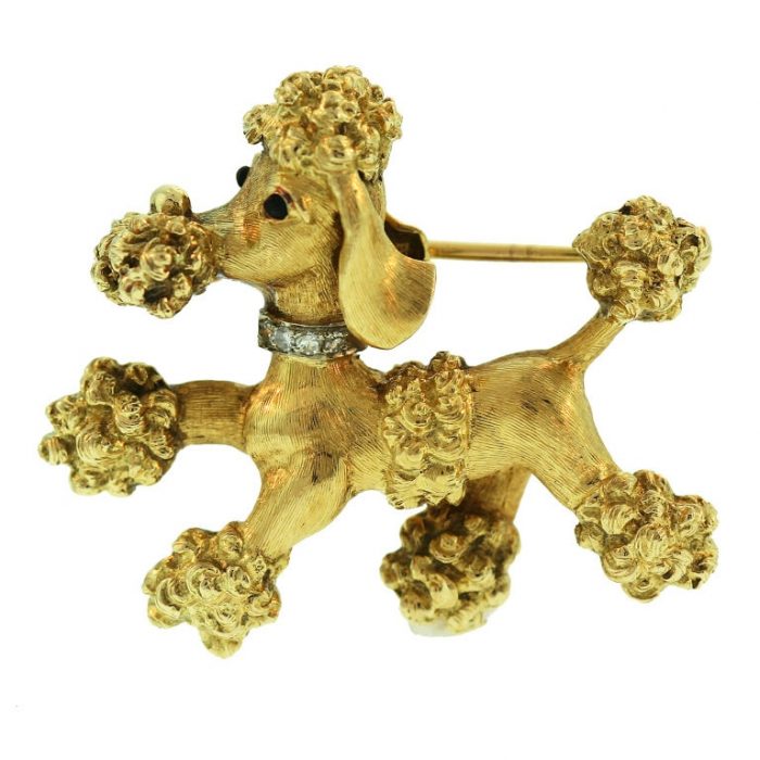 CARTIER Gold and Diamond Poodle Brooch
